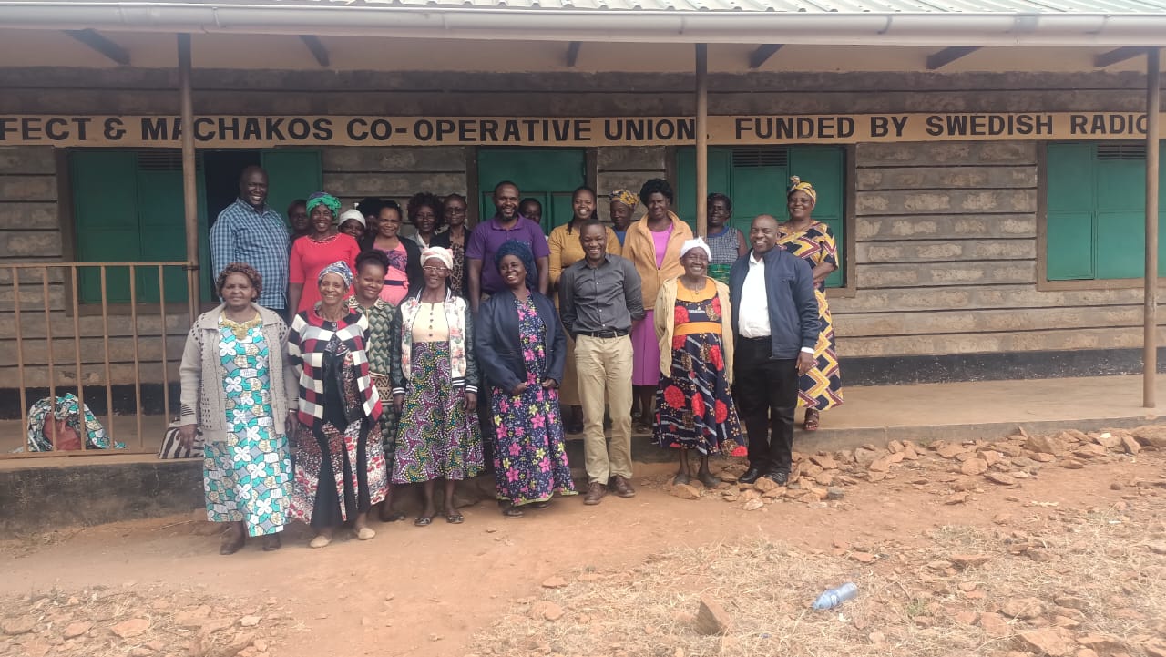 Lewoco leaders with we effect staff during a visit on project implementation